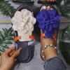 Large-size Lady's Floral Sandals, Summer New Style Double-color Flat Beach Slippers with Flowers