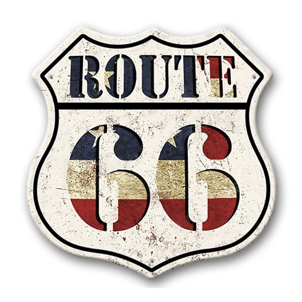 ALOHAMONI American USA Tin Plate Route 66 BIG Size Sign Vintage Metal Plate Number License Plate Retro California West Coast Hawaii Route66 (white