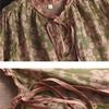 Vintage Chinese Style Floral Print Ramie Blouses Women Long Sleeve Button Tops Fall Shirts