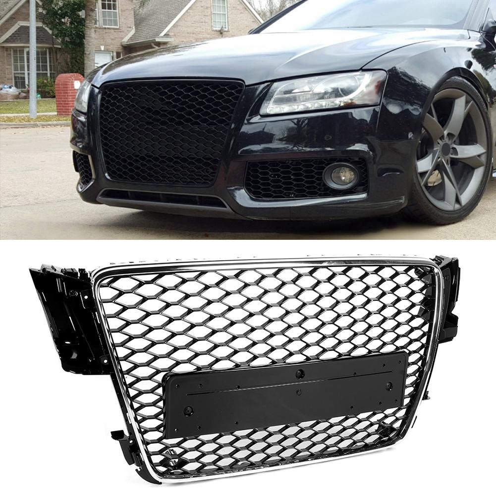 Hex Mesh Badgeless Grille Front Intake Grill Glossy Black Refit for RS Style Fits for A5 S5 B8 2008 2011