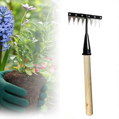 Weeding Rake Detachable Design Manganese Steel Garden Weeder Rake with Sharp Tip Wide Teeth Soil Penetration