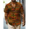 Men's African Tribal Print Short Sleeve Shirt, Geometric Ethnic Pattern