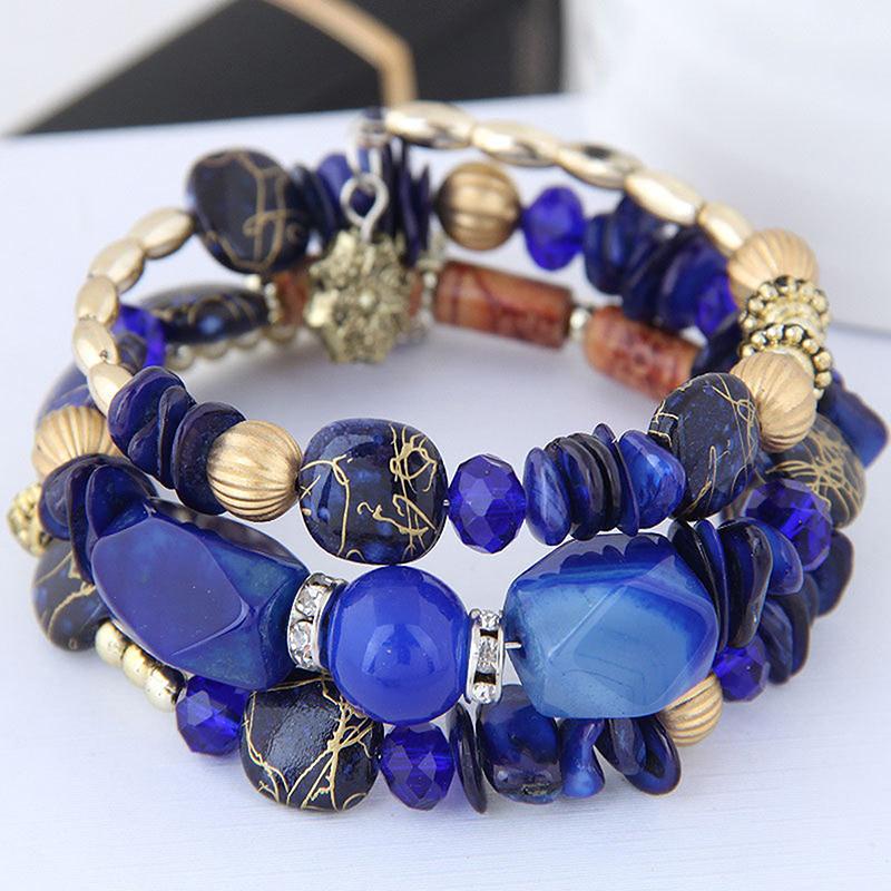 Boho Šarmové Korálky Omotávací Náramky, Vintage Křišťál, Tyrkys a Achát Korálkový Vícevrstvý Náramek/Náramek