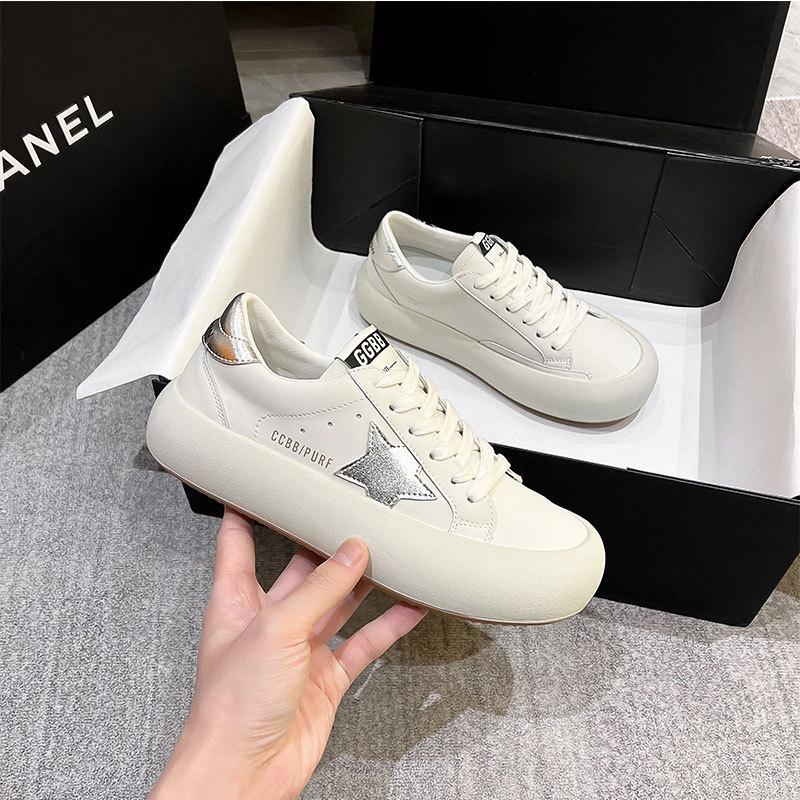 

Vintage leather 2 new star little white shoes spring casual waffle style 40 срібний