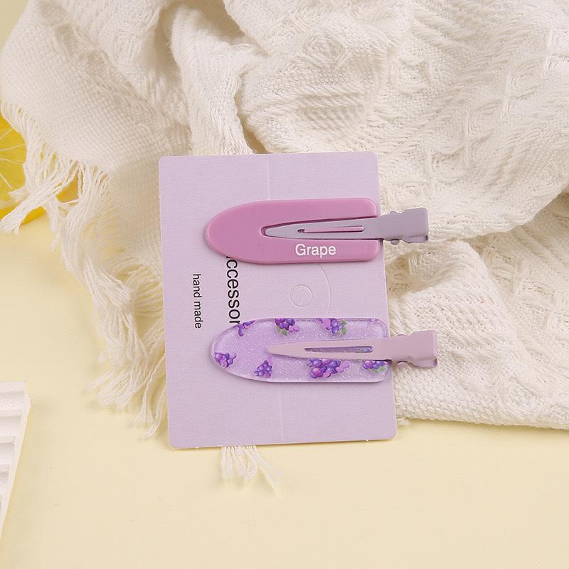 Lot de 2 pinces à cheveux série Jus pour filles, Pinces invisibles, Pinces bec de canard, Pinces à cheveux Pêche et Raisin, Pinces latérales, Accessoires pour cheveux