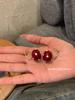 2024 Exquisite High-End Retro Silver Needle Red Heart Flower Earrings for Women