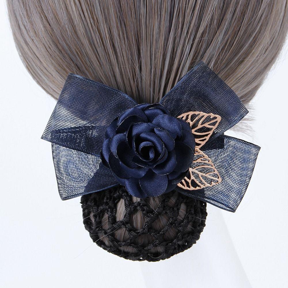 Hair Bun Cover Big Bow Korean Bun Snood Ponytail Clip Hairgrips Cover Net Women Spring Clips