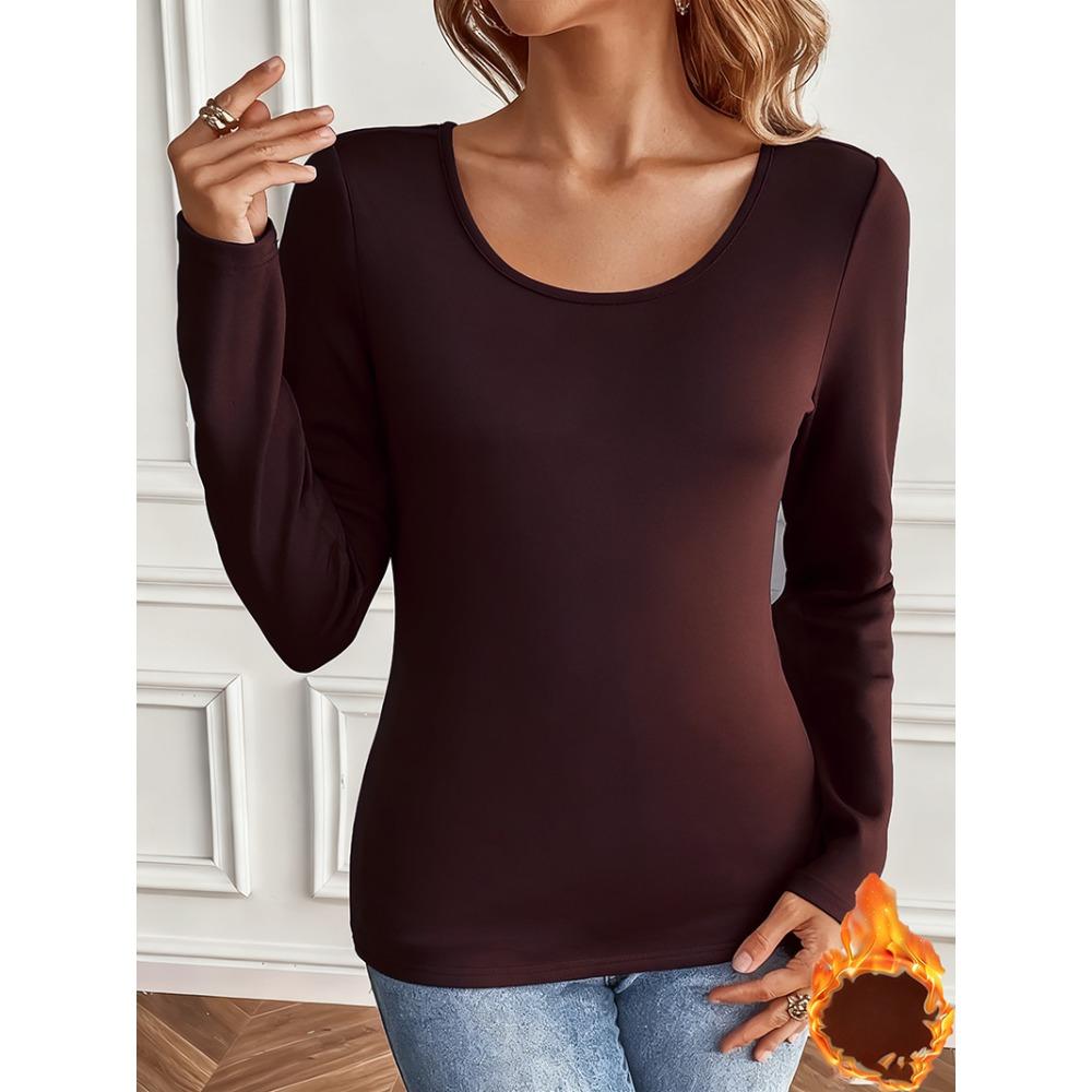 New Slim-fit Long-sleeved T-shirt, Winter and Autumn Thick-fabric Base Layer Top, Sexy Top