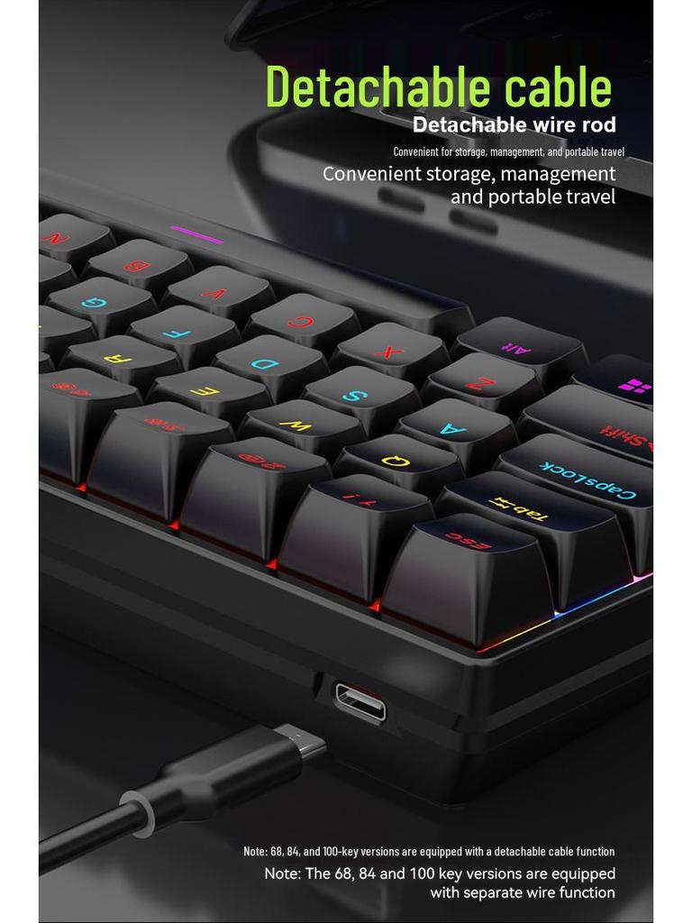 104-Key Blue/Red Switch Mechanical Keyboard with Mixed Lighting for Gaming and Office Use