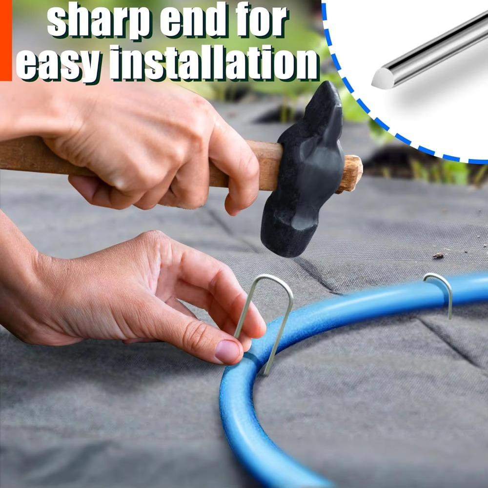 Heavy Duty Ground Pegs U-Shaped Garden Pins Landscaping Supplies Garden Stakes Outdoor