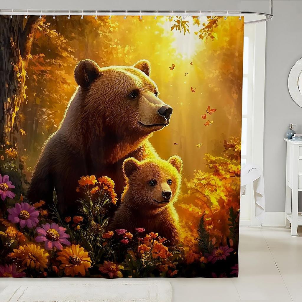 Dog Waterproof Shower Curtains,Cartoon Animal Bath Curtain For Kids Boys Girls Children,Dog Bone Cute Pet Shower Curtain Spotted