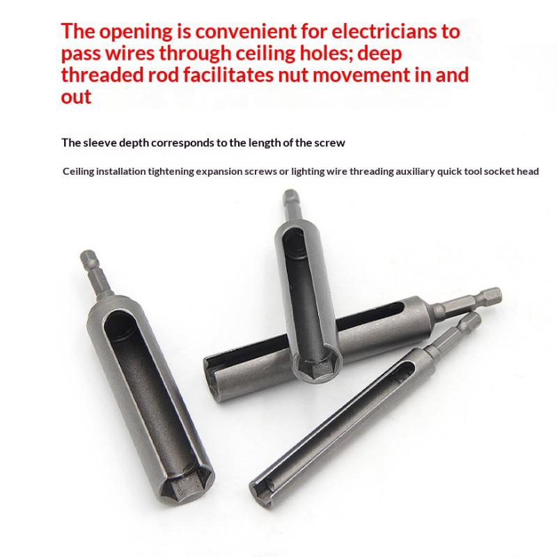 8-19Mm Extended Opening Sleeve Electric Screwdriver Socket Head Hexagon Shank Slotted Drill Bit Socket Wrench Tools