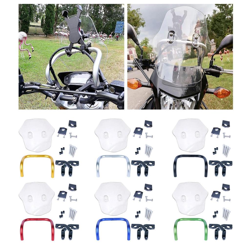 Motorcycle Fairing Windshield Extension Spoiler Wind Deflector Cruiser Windscreen Support for Universal Motorbike Comfort