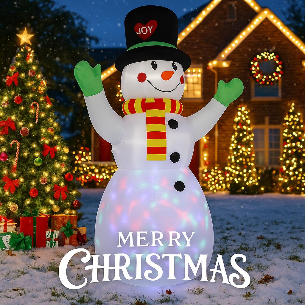 7.22FT Illuminated Toy Inflatable Snowman Xmas Decorations for Yard Christmas Supplie Home Ornament Holiday Gift with LED Lights