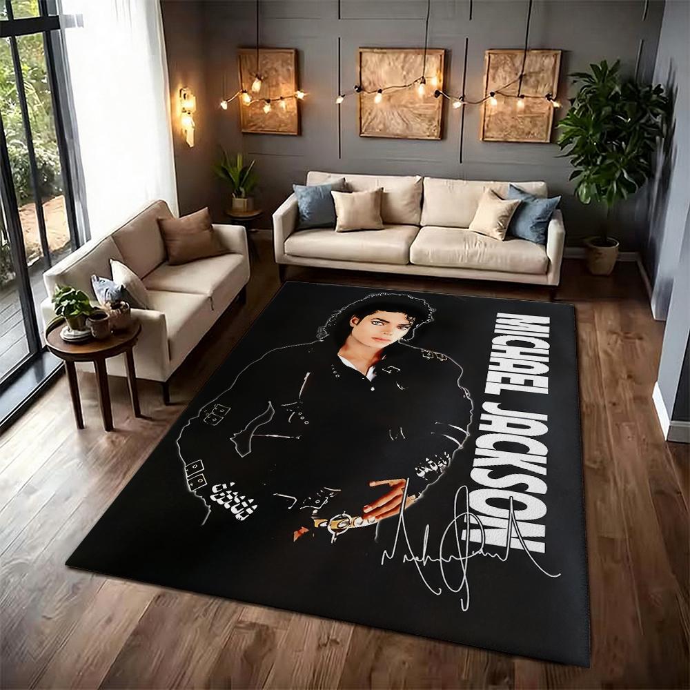 Michael Jackson Portrait Signature Printed Rug Absorbent Nonslip Carpet For Hallway Balcony Study Home Party Decor Halloween Gift