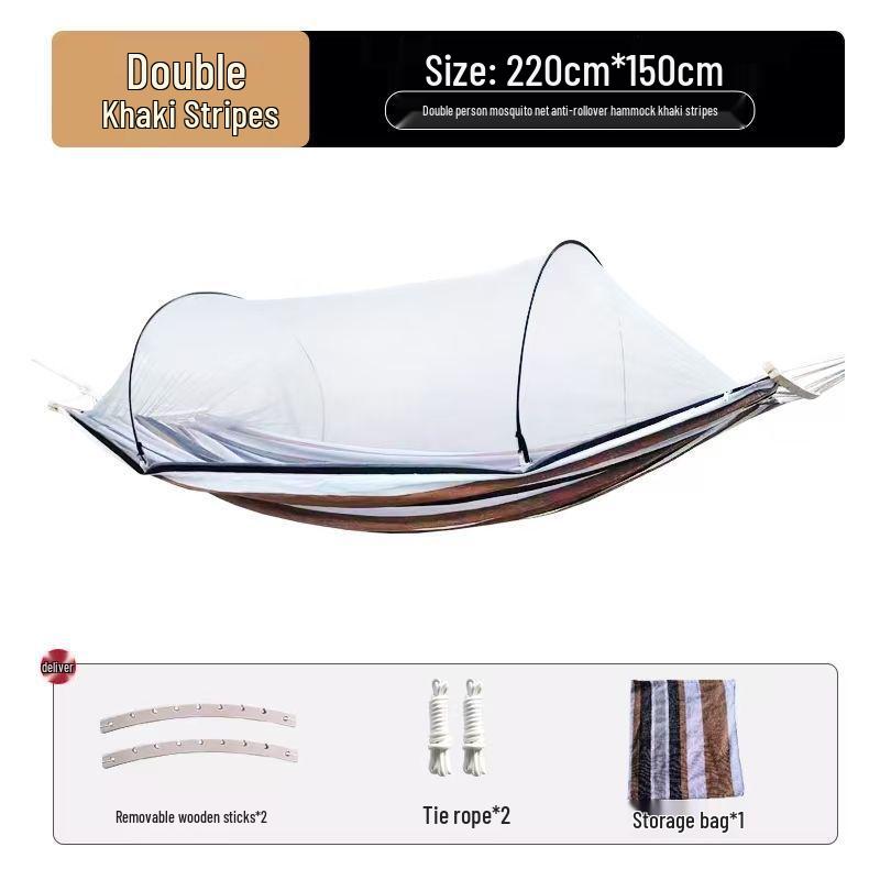 A1R Portable Double Hammock with Quick-Open Mosquito Net and Anti-Rollover Design for Outdoor Use