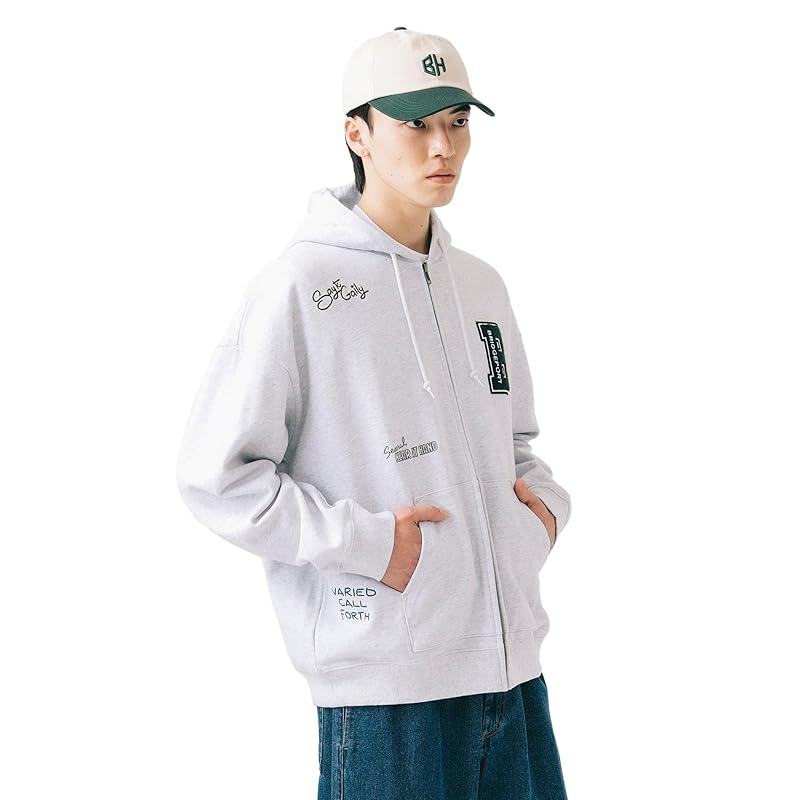 

[Beams Heart] sweatshirt letter emblem zip hoodie men s LT.GREY S