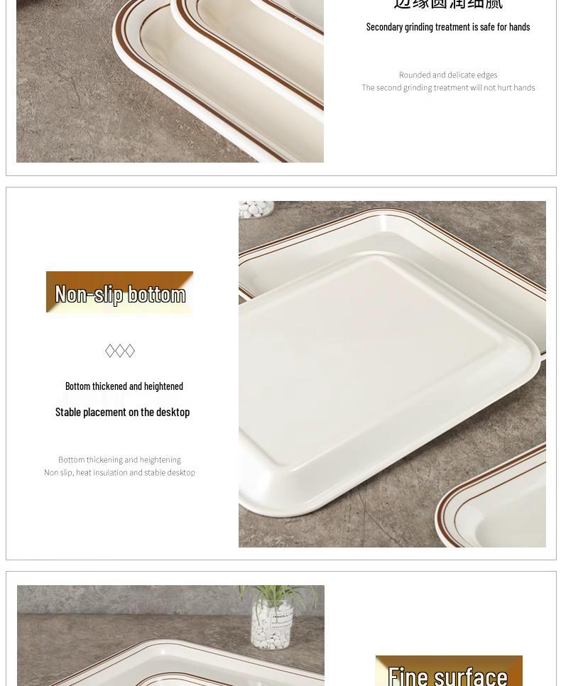 Kekler, Ekmekler, Akşam Yemeği, Hızlı Yiyecekler ve Çay için Melamin Dikdörtgen Servis Tepsisi