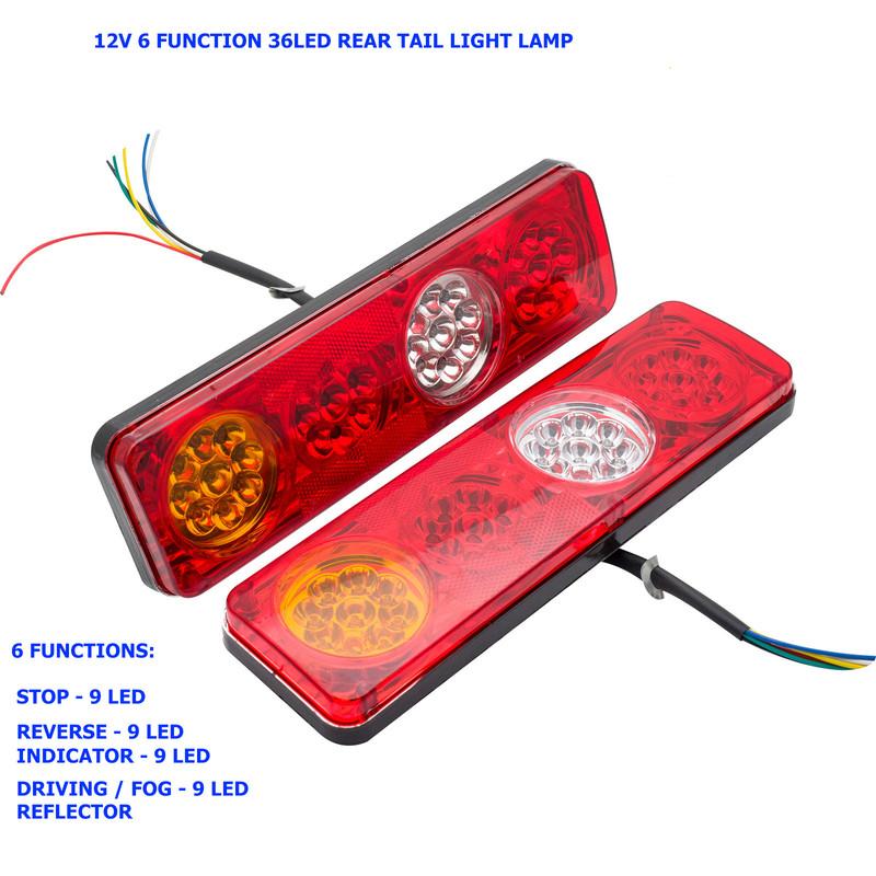 2pcs 12V36LED Waterproof Car Rear Tail Lights Brake Stop Light Turn Signal Light Revese Lamp for Trailer Caravan Truck Lorry 12V