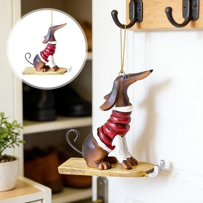 Teckel Chien Ornement de Noël Boule de Sapin de Noël Acrylique Pendentif Décoration Suspendue Fête du Nouvel An Fête de Noël Accessoire de Maison
