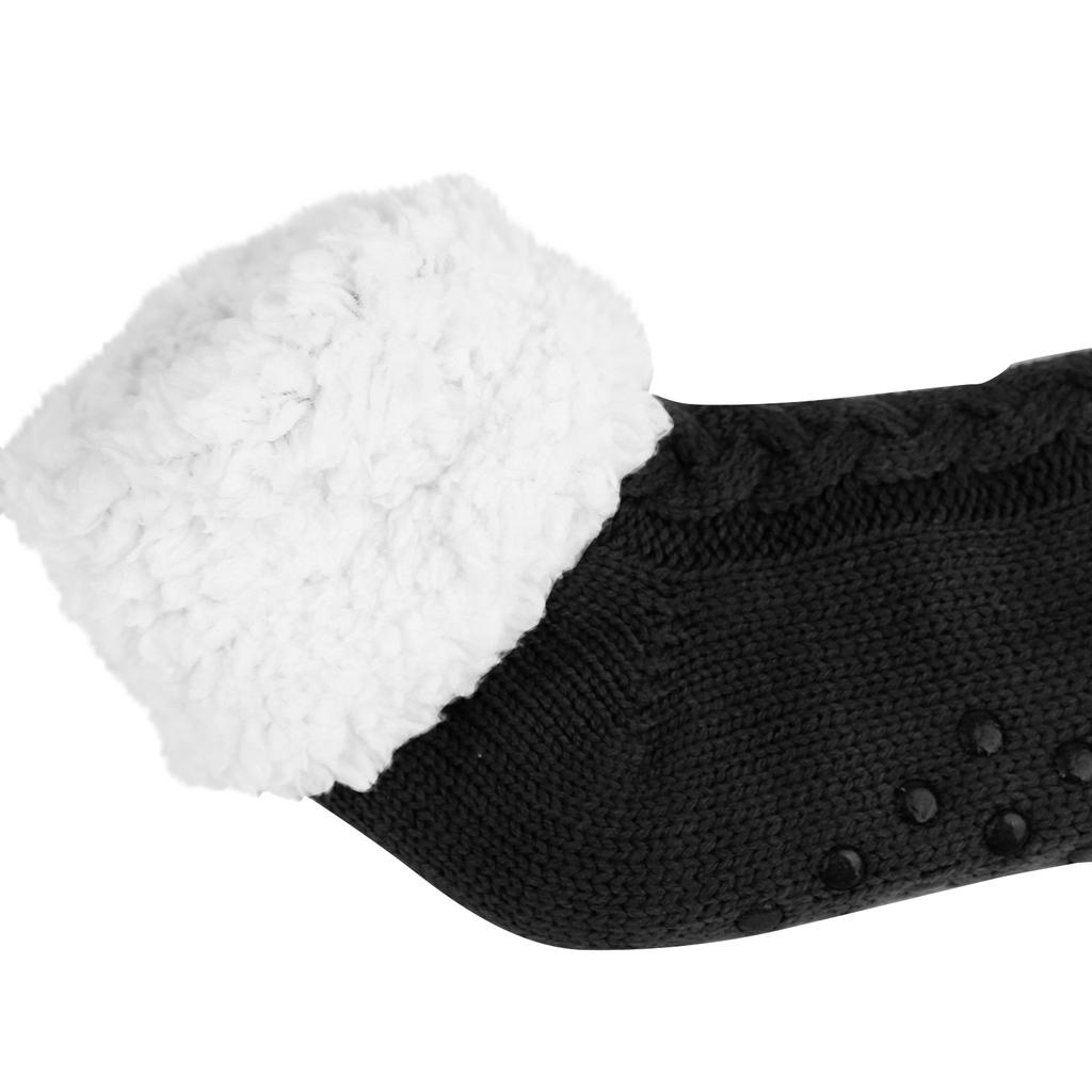 Women's Autumn And Winter Solid Color Velvet Thickening Home Silicone Bottom Non-slip Knitted Tube Slippers Socks