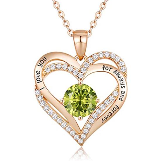 Collar de mujer con diamantes de imitación, brillante, exquisito cierre de langosta, cruz decorativa curvada, doble corazón, para siempre