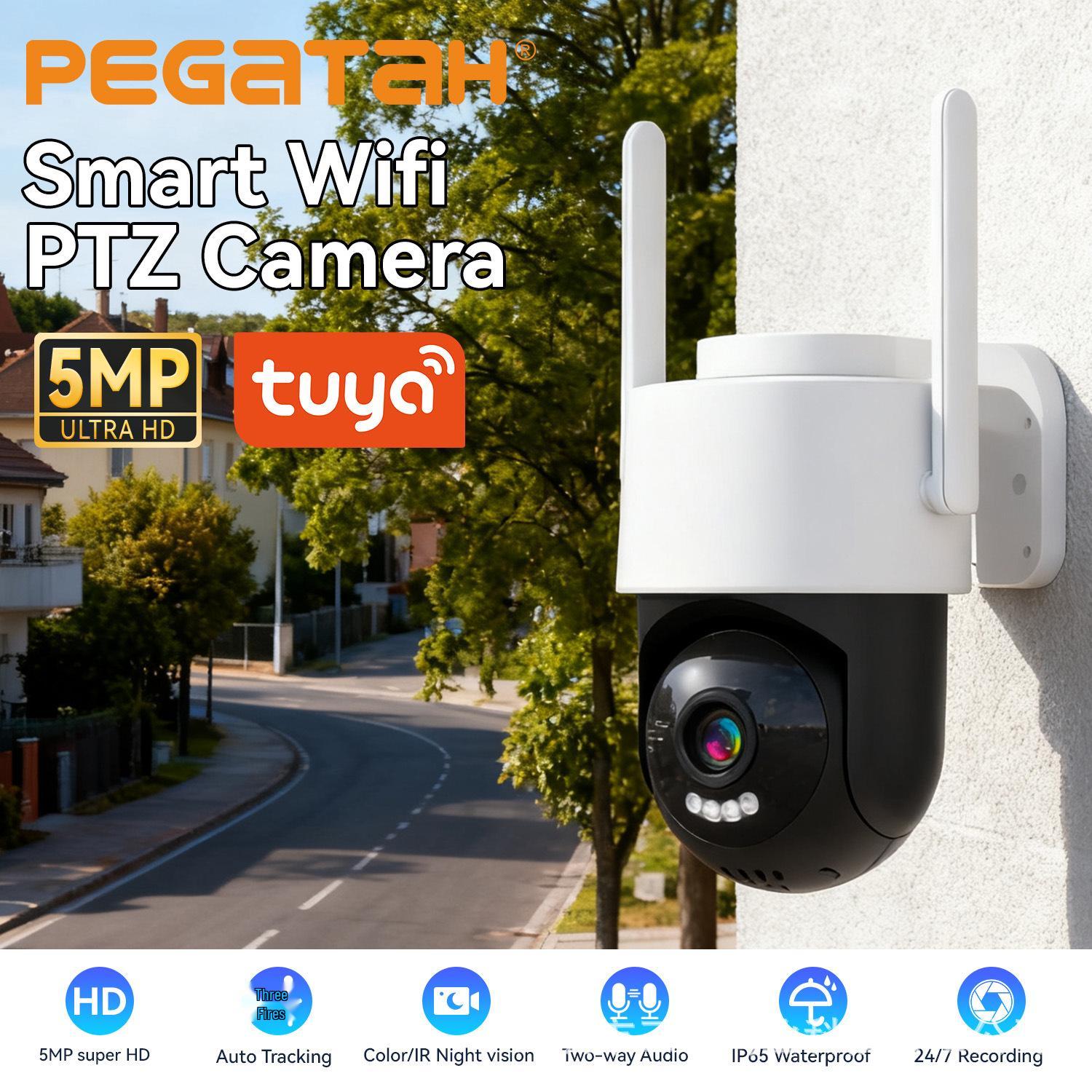 

3MP HD Outdoor Waterproof WiFi Camera with Two-Way Audio & Night Vision - Tuya Smart Home Surveillance.