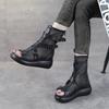 Fashion 6CM New Fashion Women Wedges Sandals Summer Air Mesh Cool Boots Ladies Genuine Leather Open Toe Platform Gladiator Sandals Black