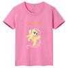 New Summer Children's T-shirt, Printed with a Cartoon Pony Pattern, Designed for Parent-child Wear