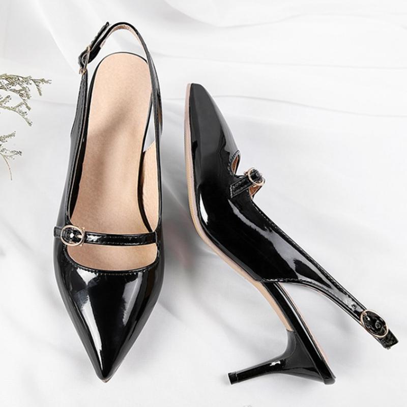 Letní dámské sandály Velká velikost 45 Červené Nude Podpatky Lodičky Módní Špičaté Slingback Nazouváky Párty Kancelář Svatba Boty Dámské