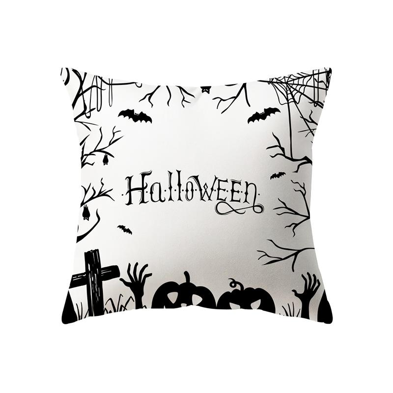 Black and White Pumpkin Alphabet Throw Pillow Cover Halloween Theme Throw Pillow Cover Sofa Chair Bed Cushion Cover Home Decor