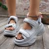 Silberne Klobige Plateau-Sportsandalen für Damen Sommer Klettverschluss Keilabsatz Sandalen Frau Dicke Sohle Lässige Sandalen