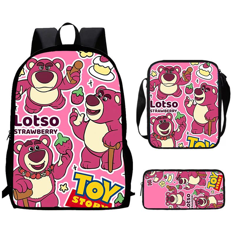 Strawberry Bear School Bag High Definition Printing Multi-Function Oxford Lightweight Backpack