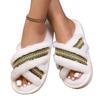 Women's Plush Cross Strap Slippers - Fashionable Cotton House Shoes for Casual Indoor Wear