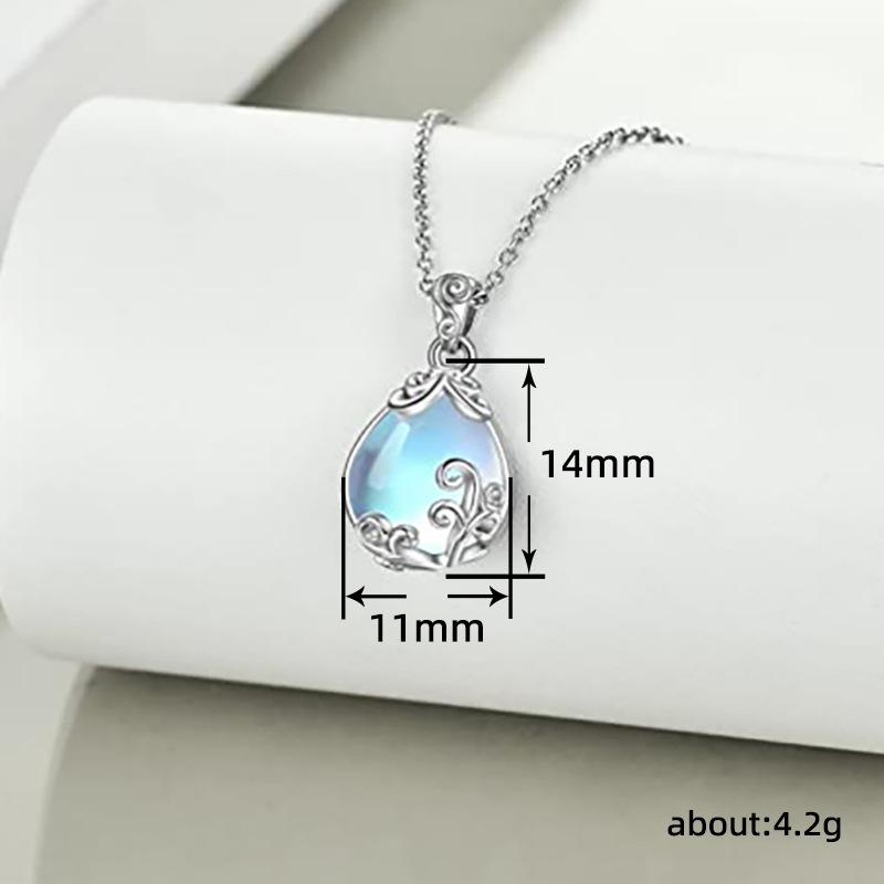 Imitation moonstone necklace Vintage patterned vine design necklace New trendy pendant necklace