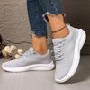 Fashion Plus Size 35-43 Thick Sole Knitted Sneakers Women Breathable Mesh Lace Up Sports Shoes Woman Lightweight Soft Sole Walking Shoes