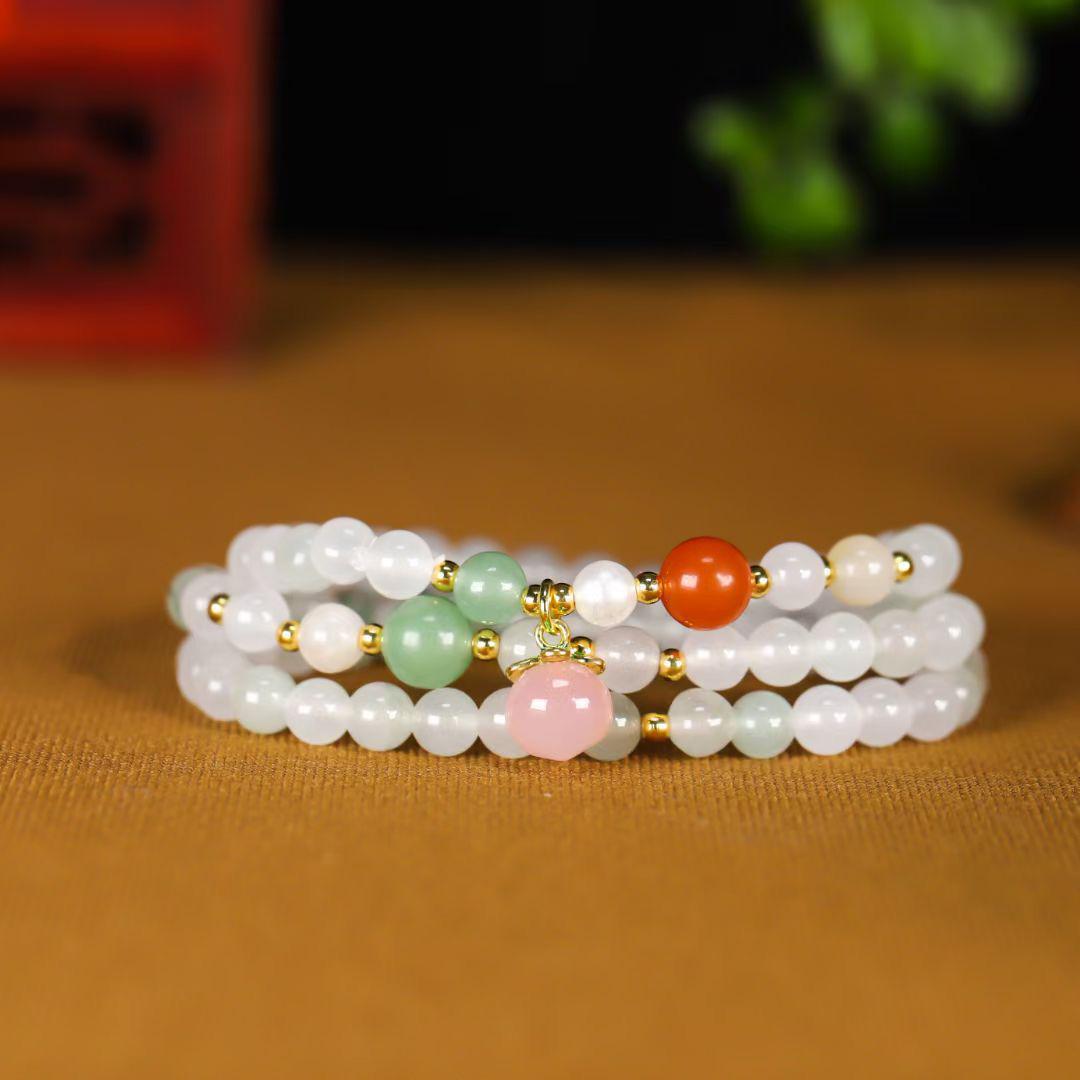Xinjiang Tianshan Green Jade Women s Multi-Strand Prayer Beads Bracelet