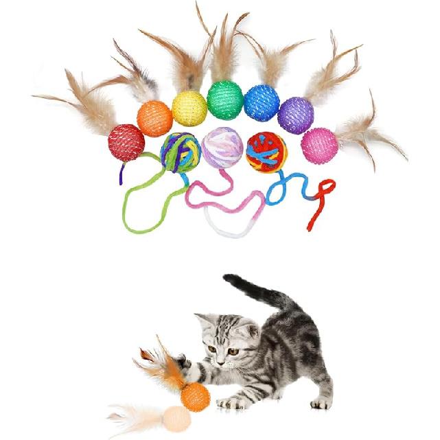 PET SHOW 20 Pcs Cat Crinkle Toy Ball 2.5inch Mylar Cat Pounce Chase Toys Colorful Paper Ball Chase Training Activity for Cats Kittens
