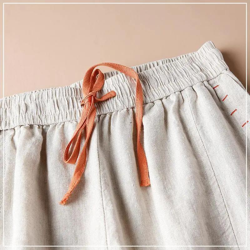 Literary Cotton and Linen Loose Large Skirt Pants Nine-point Linen Wide-leg Pants Women