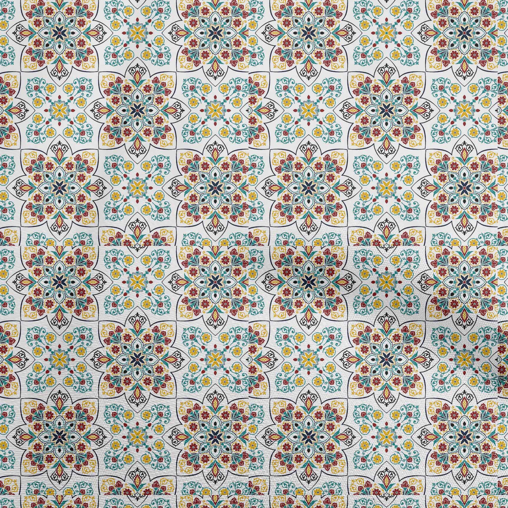 

OneOone Cotton Flex Brown Fabric Азіатські орнаменти Квіткова плитка Ремісничі проекти Декоративна тканина з друком у дворі 40 дюймів 42 Inch Wide - Viscose Chiffon білий