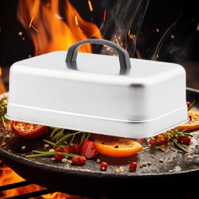 Prostokątna Pokrywa do Pieczenia ze Stali Nierdzewnej, Kopuła do Topienia Sera, Pokrywka do Gotowania na Parze, Akcesoria Grillowe do Płyty