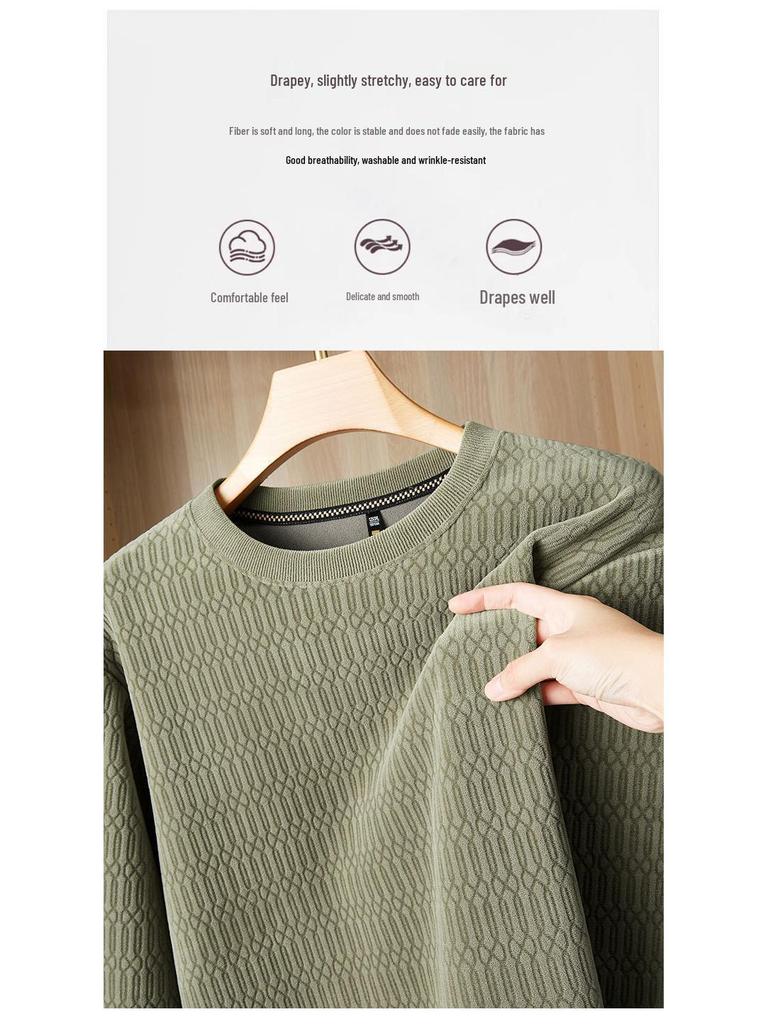 2025 Men's Round Neck Fleece-Knit Loose Fit Long Sleeve Winter Base Layer