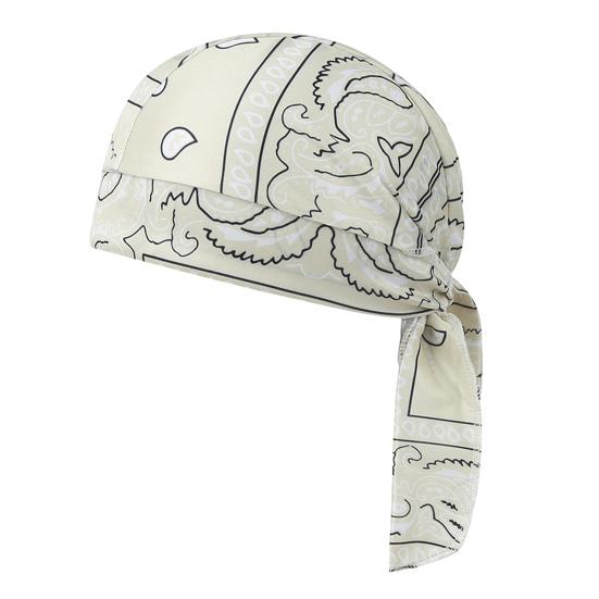 Chapéu Turban com Tiras Longas Ajustáveis Padrão Clássico de Castanha Tecido Macio Respirável Absorvente de Suor Chapéu Lenço de Cabeça