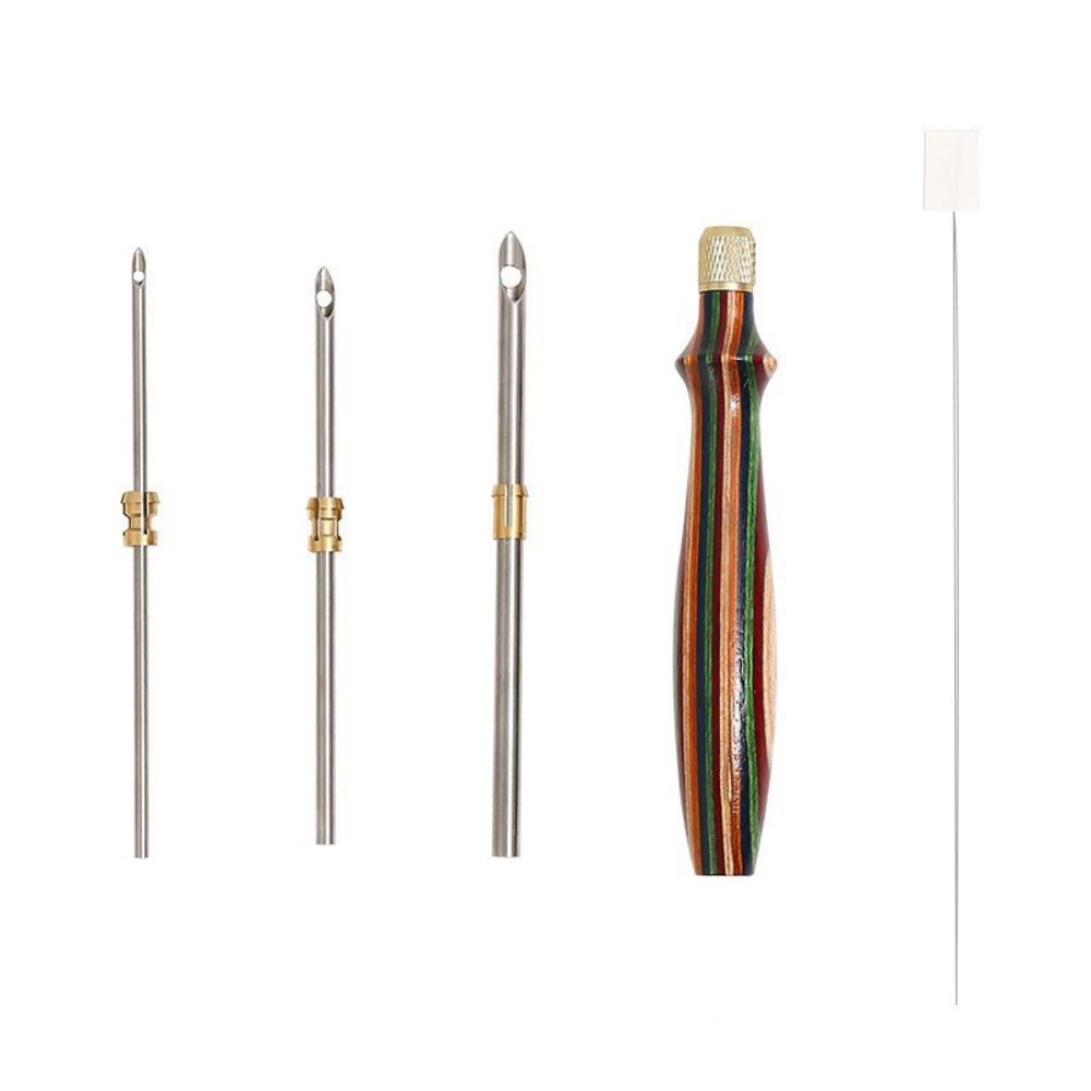Wooden Handle Punch Needle Set 2.5mm/3.5mm/5mm Punch Stitching Kit  for Beginners