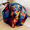 A Vibrant Dachshund Portrait On an Abstract Backdrop, This Creative Folding Umbrella Makes a Perfect Gift for Christmas And Ot