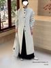 Extra Long Wool Coat with Stand-Up Collar & Handbag - Autumn/Winter Casual Loose Fit, Double-Faced Design