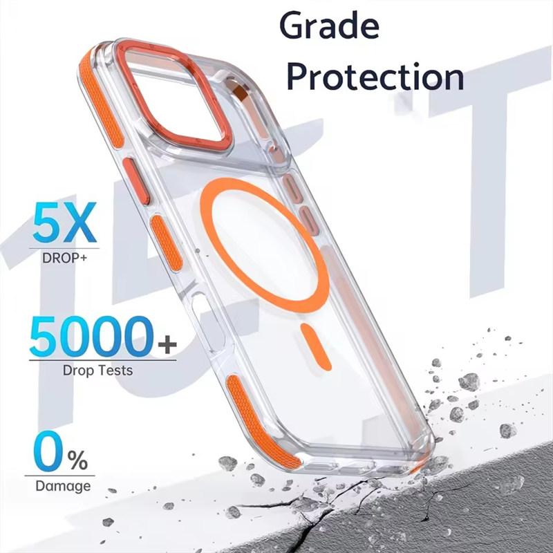 Luxury Shockproof Magsafe Wireless Charge Clear Case For iPhone 17 Pro Max 16 15 14 Plus 13 12 Pro Max 16e 17Air Magnetic Cover
