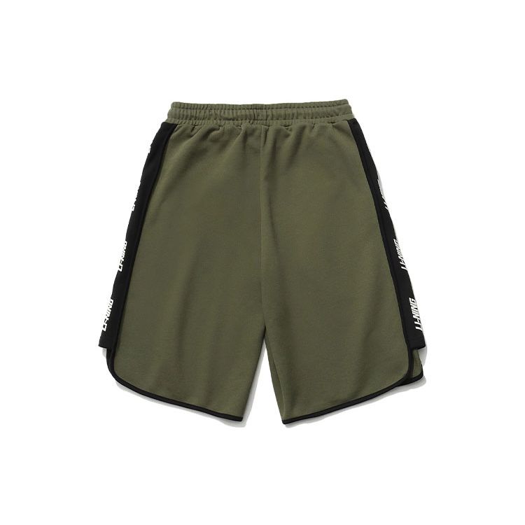 Li Ning Sports Fashion Series Side Panel Logo Embroidery Loose Fit Sports Shorts Men shorts Olive-Green AKSR285-4