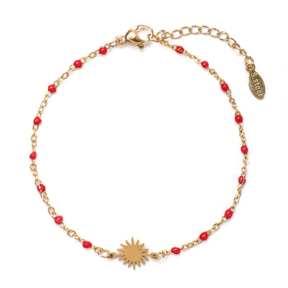 1pc Fashion Stainless Steel Bracelet Sun Enamel Drop oil Bracelet for Woman Summer Beach Party Jewelry