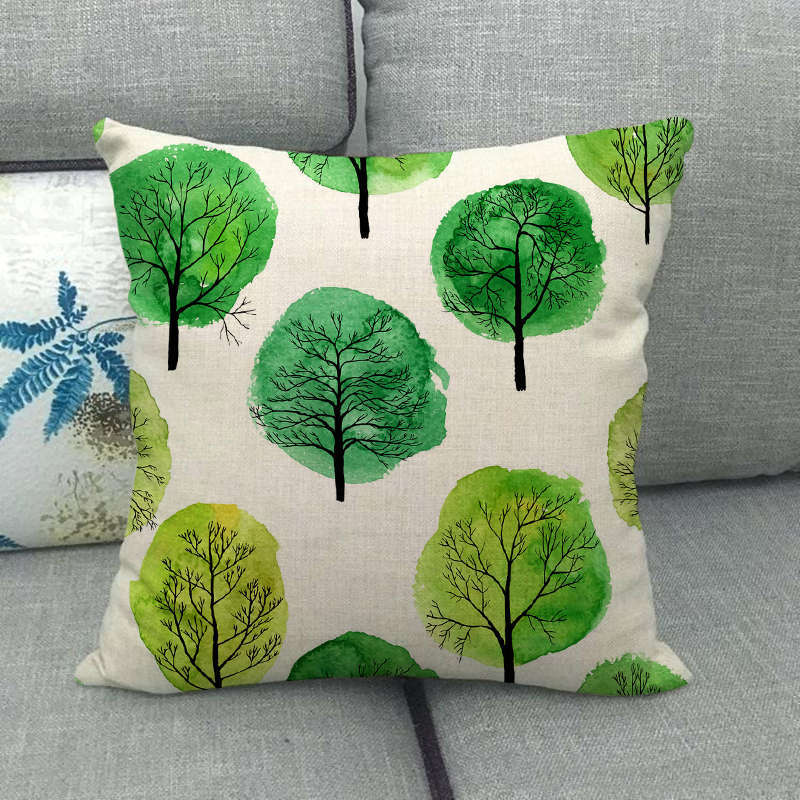 Cartoon Dinosaur Tree Series Digital Printing Short Plush Pillow Covers For Car Sofa Office Cushion Cover Home Goods